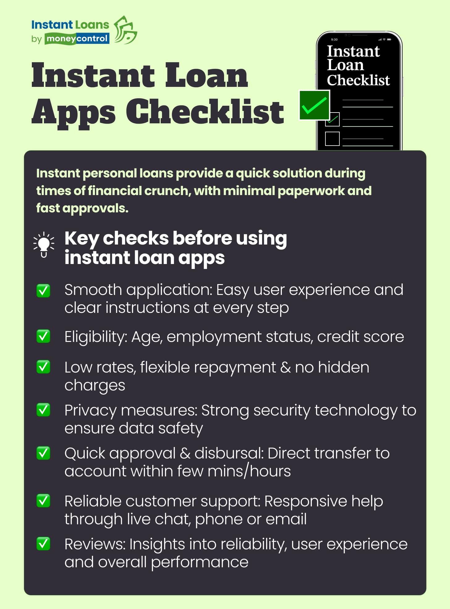 Instant Loan Apps checklist