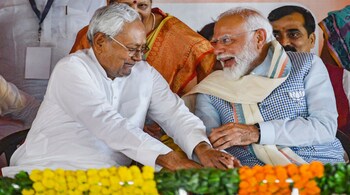 Prime Minister narendra Modi with Bihar Chief Minister and JD(U) chief Nitish Kumar. (File Photo: PTI)