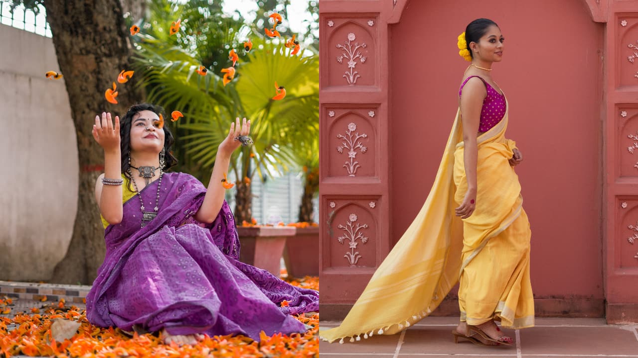 Sagittarius: Yellow or Purple | Sagittarius individuals are optimistic and adventurous. Yellow, the colour of intellect, and purple, symbolising spirituality, are perfect for Saraswati Puja. (Image: Canva)