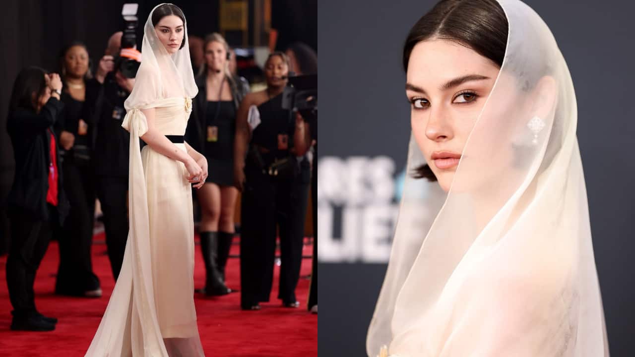 Gracie Abrams Is a Chanel Bride in a Veil and Butter Chiffon Dress at the 2025 Grammys