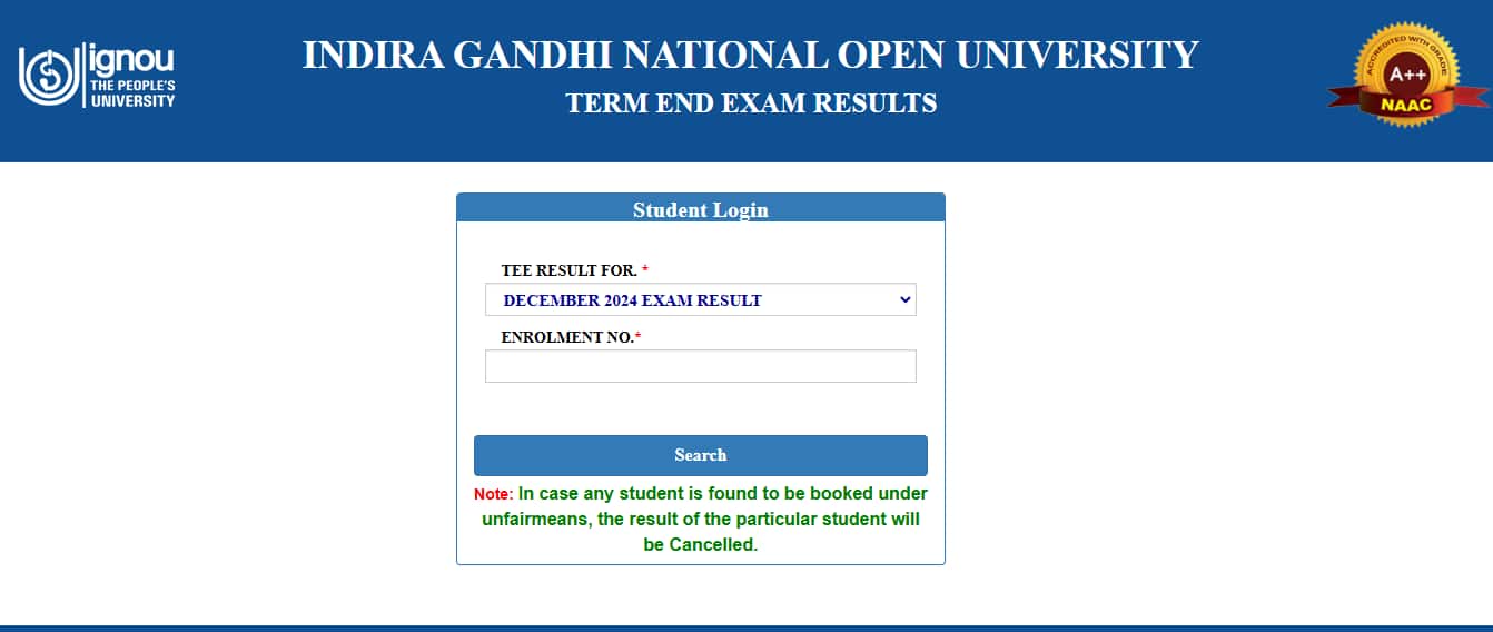 IGNOU December TEE Result 2024 declared @ ignou.ac.in, direct link here