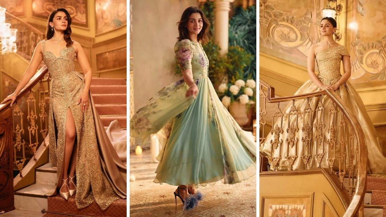 Alia Bhatt channels gold glam in extravagant outfits; Decoding her style