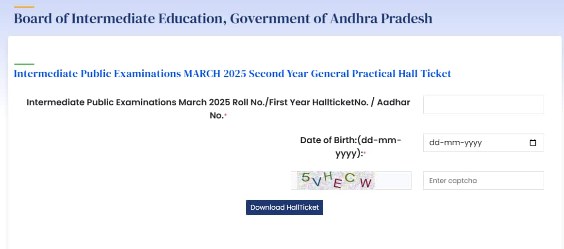 AP Inter Practical Hall Ticket 2025 released @ bie.ap.gov.in; download link here