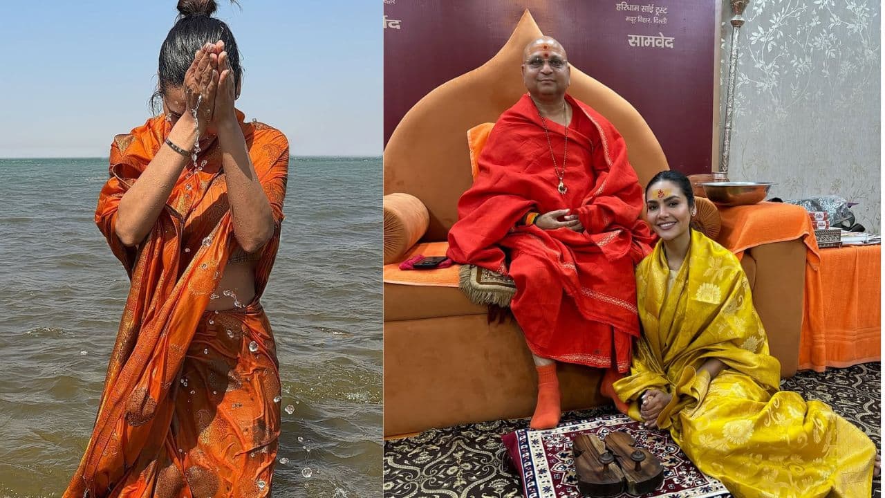 Esha Gupta visits Maha Kumbh; takes a dip at the Triveni Sangam, see pics