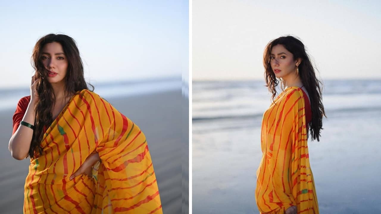 Mahira Khan exudes old-world charm in a breezy spring saree by the beach