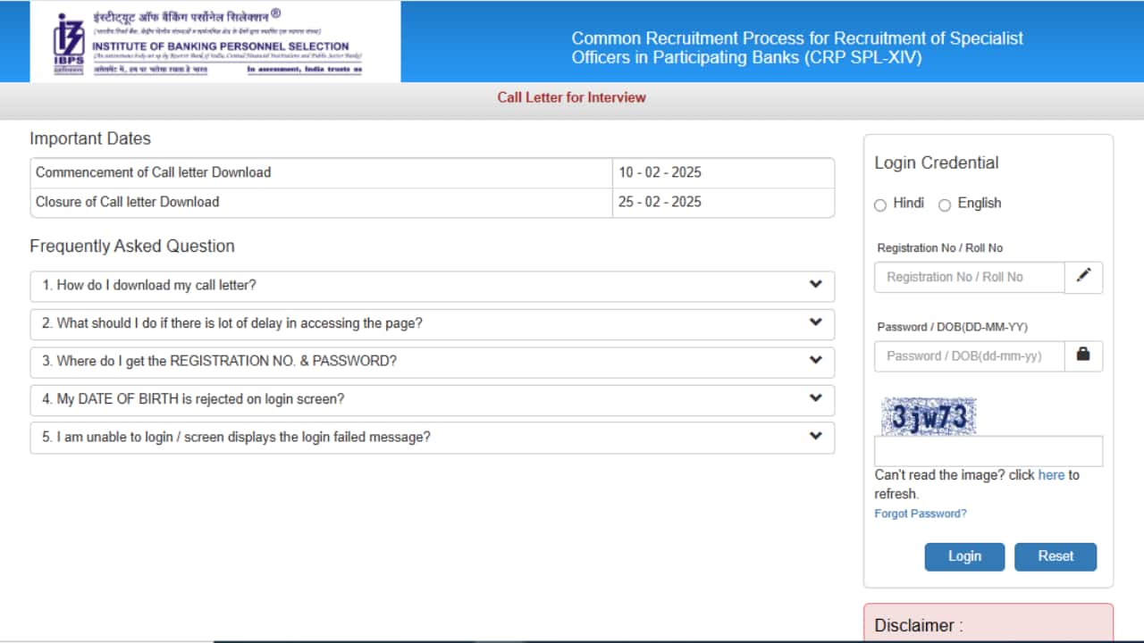 IBPS SO interview call letter 2025 Out, direct link here