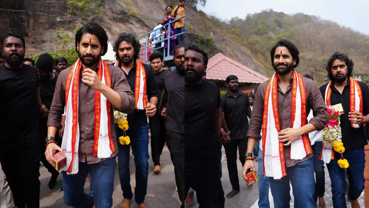Naga Chaitanya visits Kanaka Durgamma Temple with Thandel team