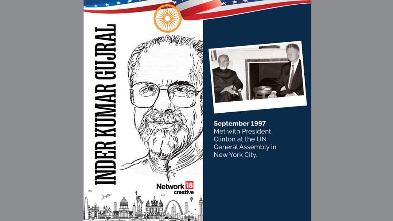 Inder Kumar Gujral met with President Bill Clinton during the UNGA session in New York City. (Image: News18 creative)