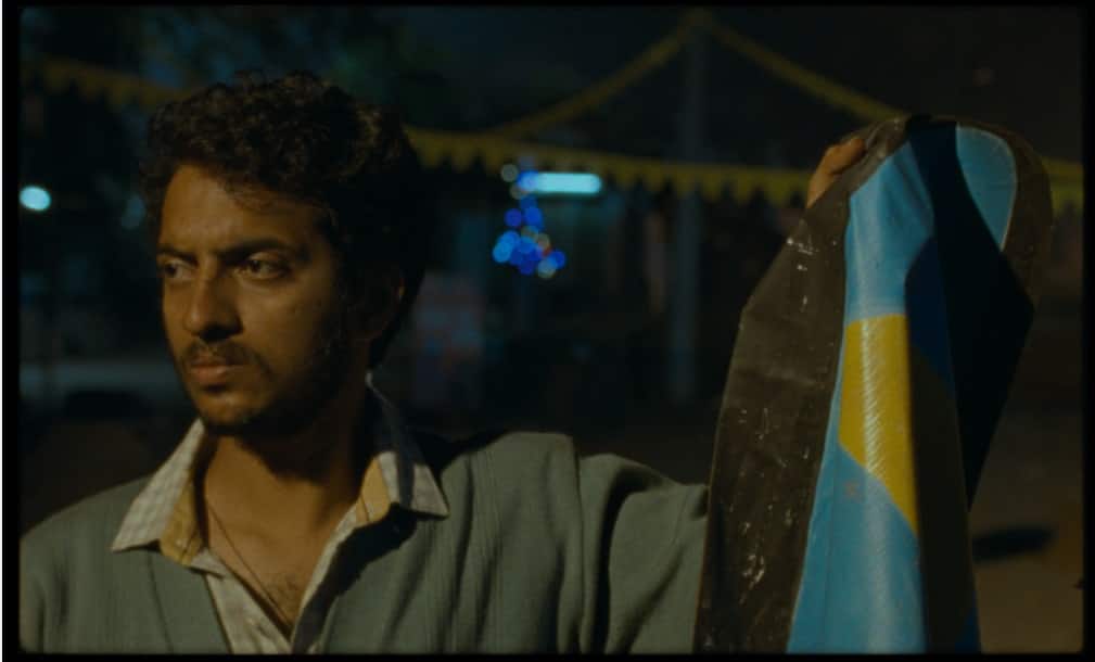 Natesh Hegde acting in his own film, Vagachipani (Tiger's Hill). 