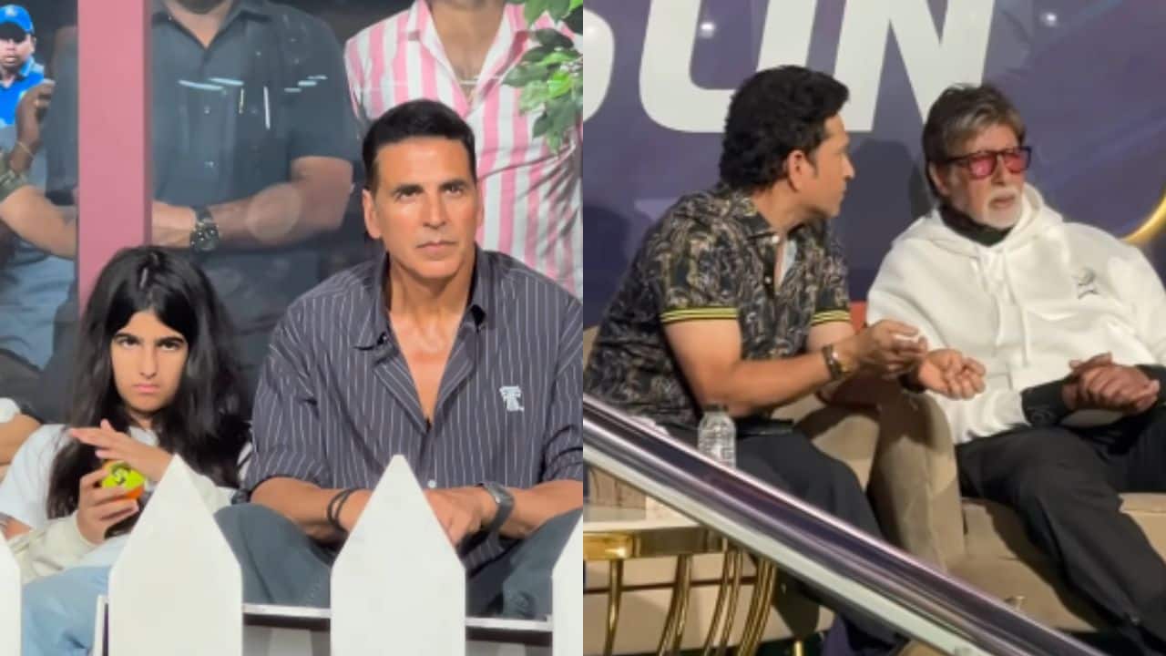 Akshay Kumar seen touching Amitabh Bachchan's feet in a heartwarming moment, attends ISPL Season 2 finale with daughter Nitara