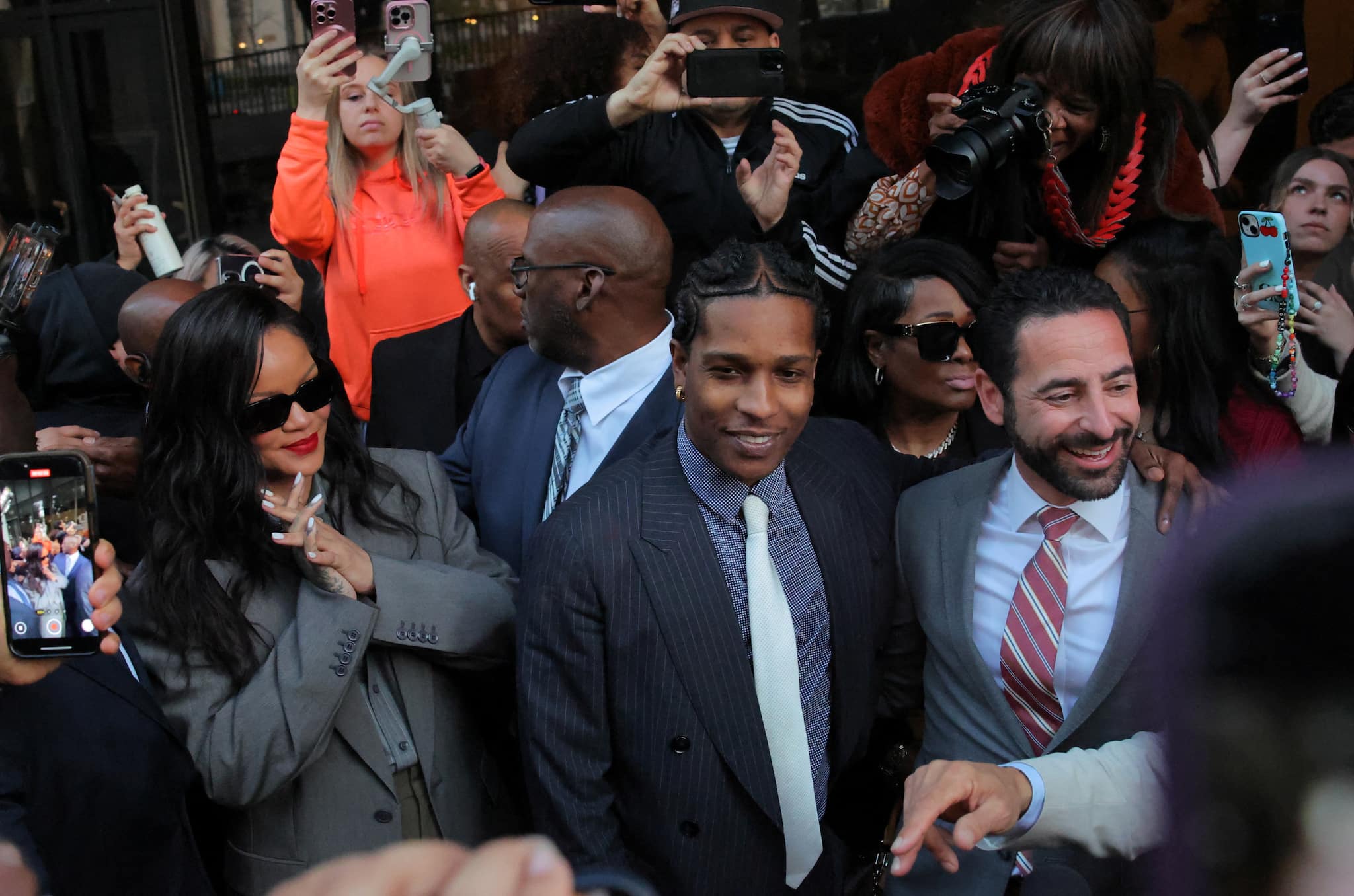 A$AP Rocky runs to hug Rihanna after found not guilty verdict, watch here