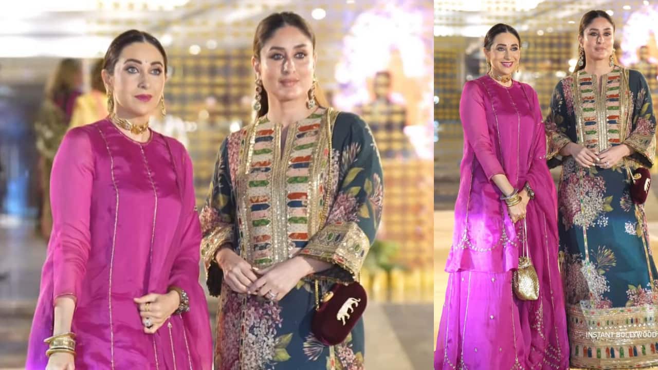 Kareena Kapoor and Karisma Kapoor stun in ethnic wear at Aadar Jain and Alekha Advani’s Mehendi ceremony