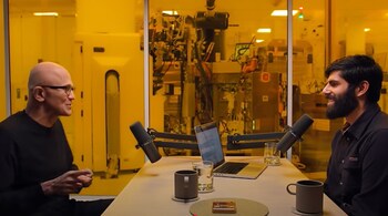 Microsoft CEO Satya Nadella at the 'Dwarkesh Podcast' hosted by Dwarkesh Patel. (Image credit: Dwarkesh Podcast/YouTube)