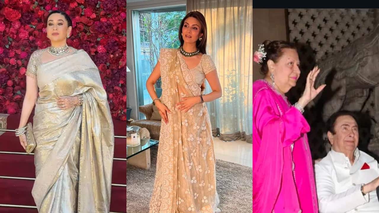 Karisma Kapoor, Riddhima Kapoor Sahni, Babita, arrive in style at Aadar Jain, Alekha Advani's wedding