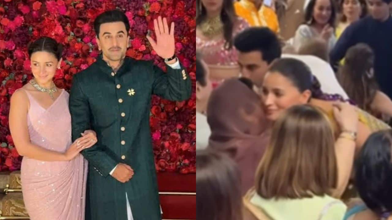 Ranbir Kapoor and Alia Bhatt seek elders' blessings in a heartfelt gesture at Adar Jain and Alekha Advani's wedding, watch video