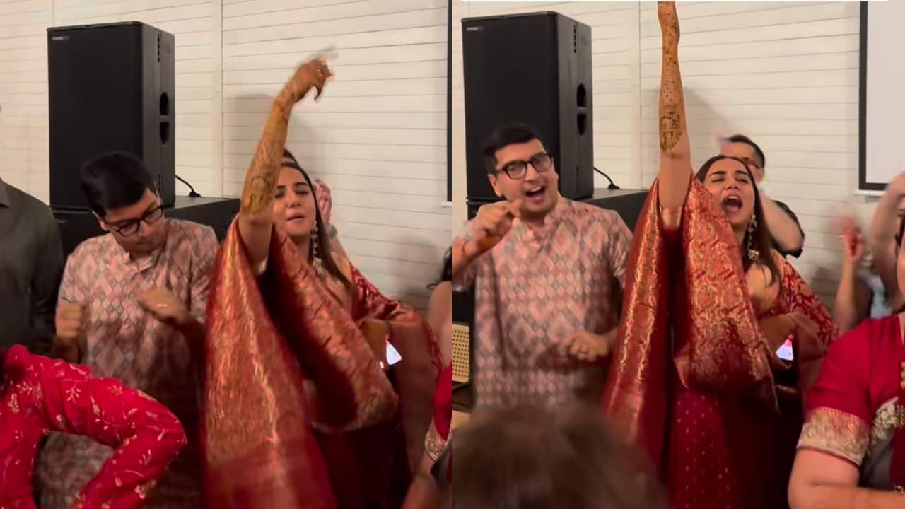 Prajakta Koli and Vrishank Khanal dance their heart out on Zingaat at their mehendi