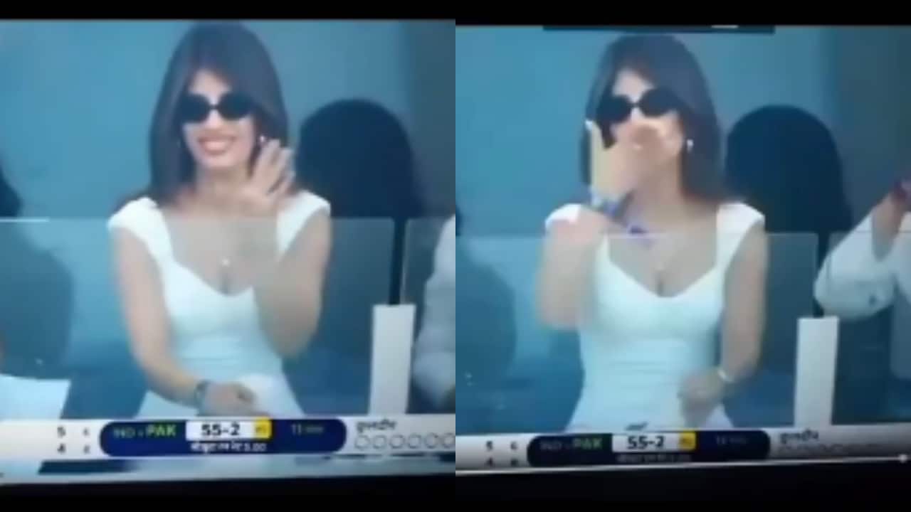 Jasmin Walia fuels dating rumors with Hardik Pandya as she blows kisses during India vs Pakistan match