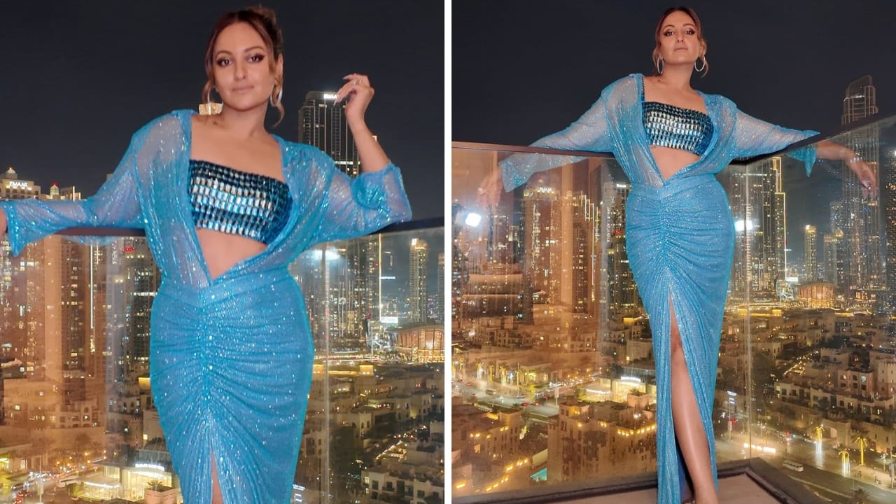 Sonakshi Sinha sparkles in a thigh-high slit dress for a night out in Dubai