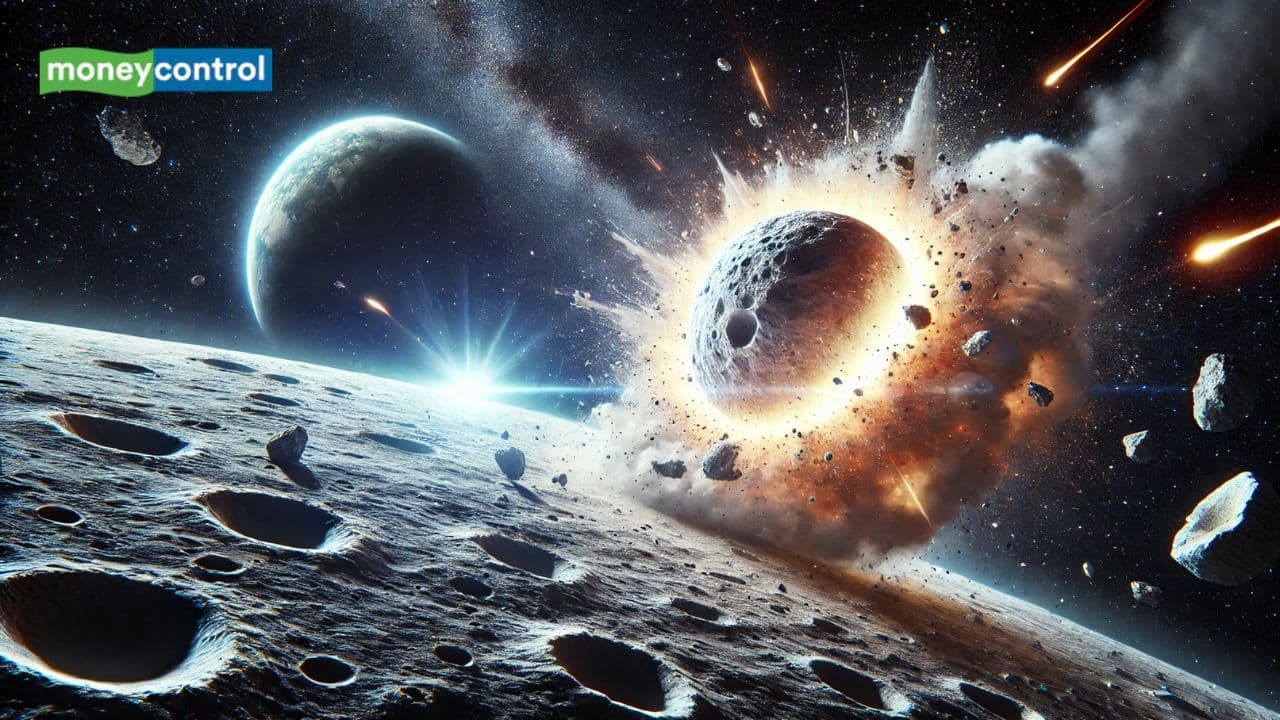 Illustration of Asteroid 2024 YR4 near the Moon