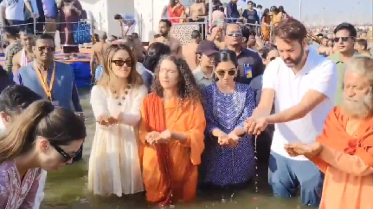 Isha Ambani arrives at Maha Kumbh with husband Anand Piramal, duo take holy dip in Triveni Sangam