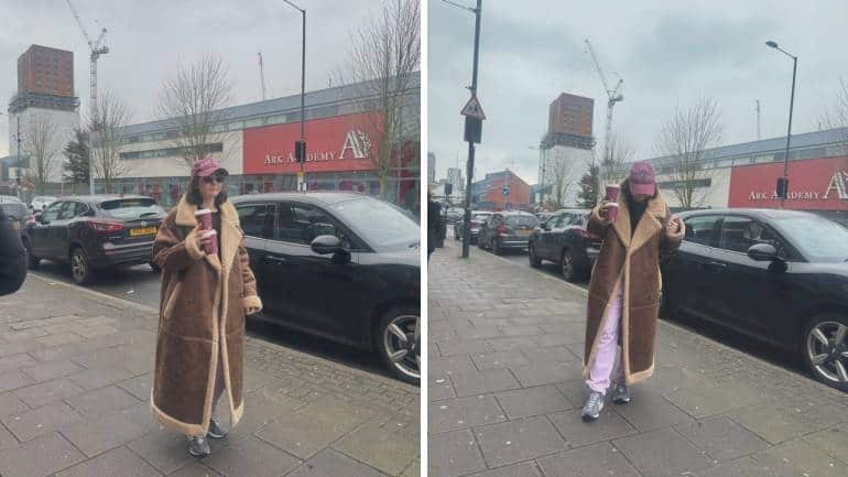Hania Amir in London in brown jacket (Images: @haniaheheofficial/Instagram)