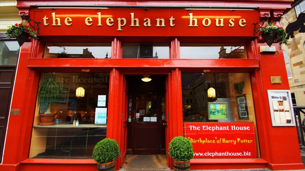 4. See the Café Where Harry Potter Was Born Location: The Elephant House, Edinburgh, Scotland Sitting in this little Edinburgh café and staring out at the gothic skyline of the city, J.K. Rowling penned most of the first Harry Potter book. Inspired by Edinburgh's medieval streets, it makes sense that sites like Hogwarts and Diagon Alley seem so real. Get a cup of coffee, choose a quiet area, and let the magic start to sink in. (Image: Elephant House)