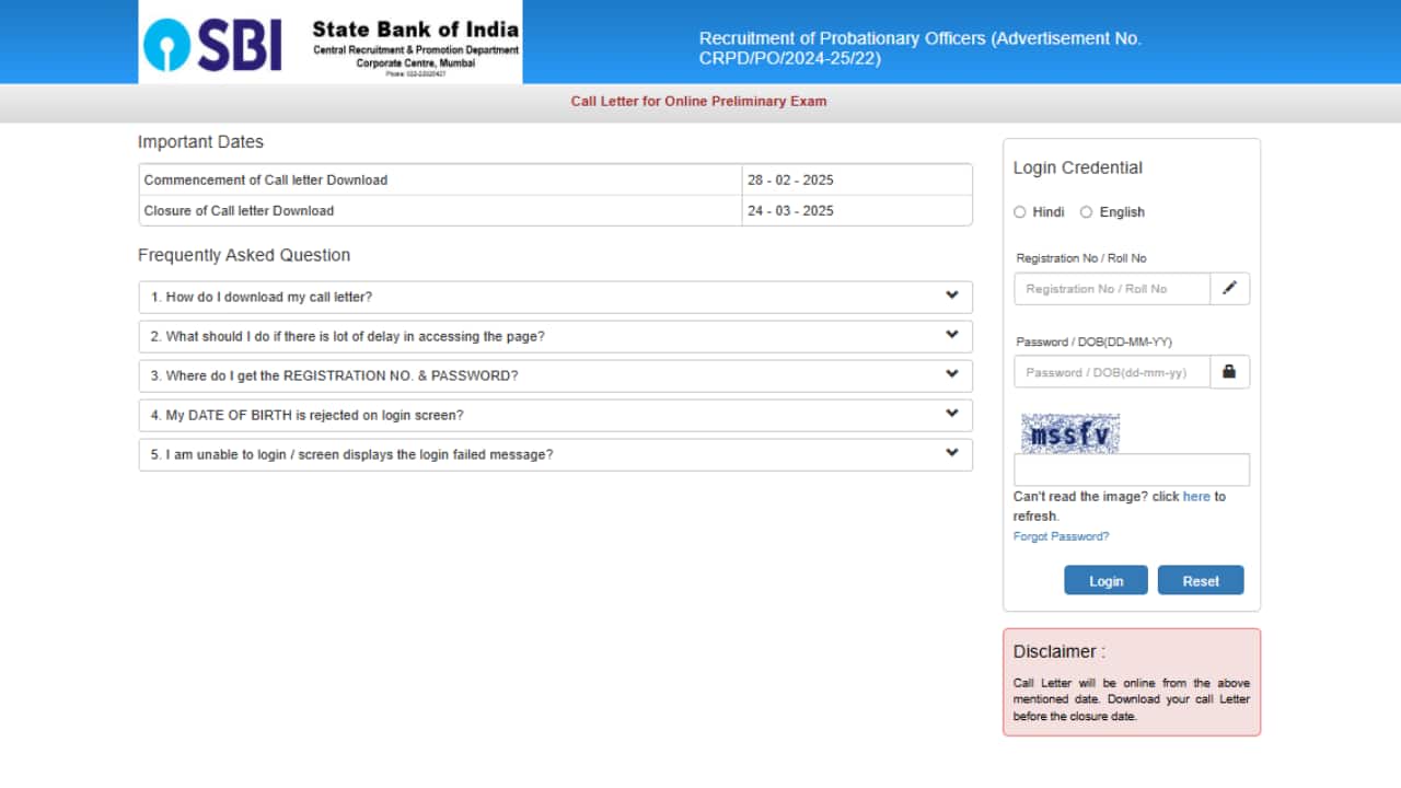 SBI PO Admit Card 2025 Released; Download link here