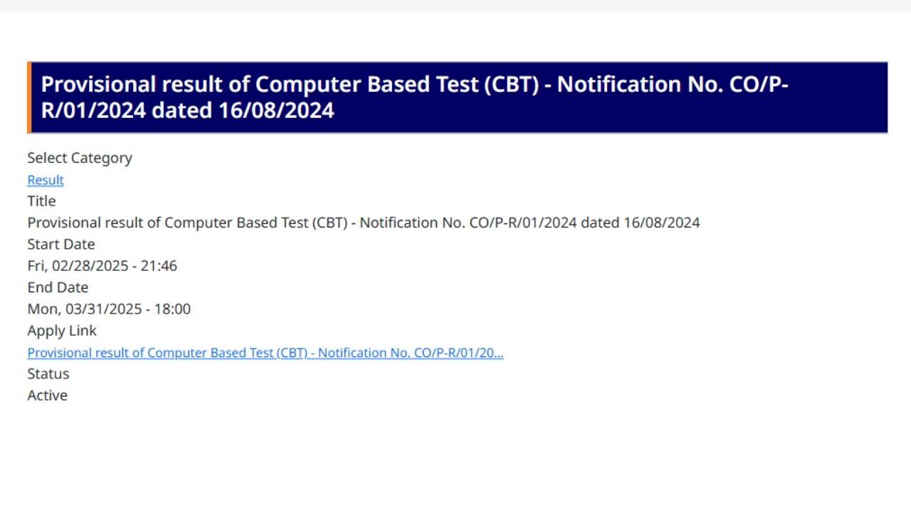 KRCL Result 2025: Konkan Railway Result announced for various posts; Direct link here
