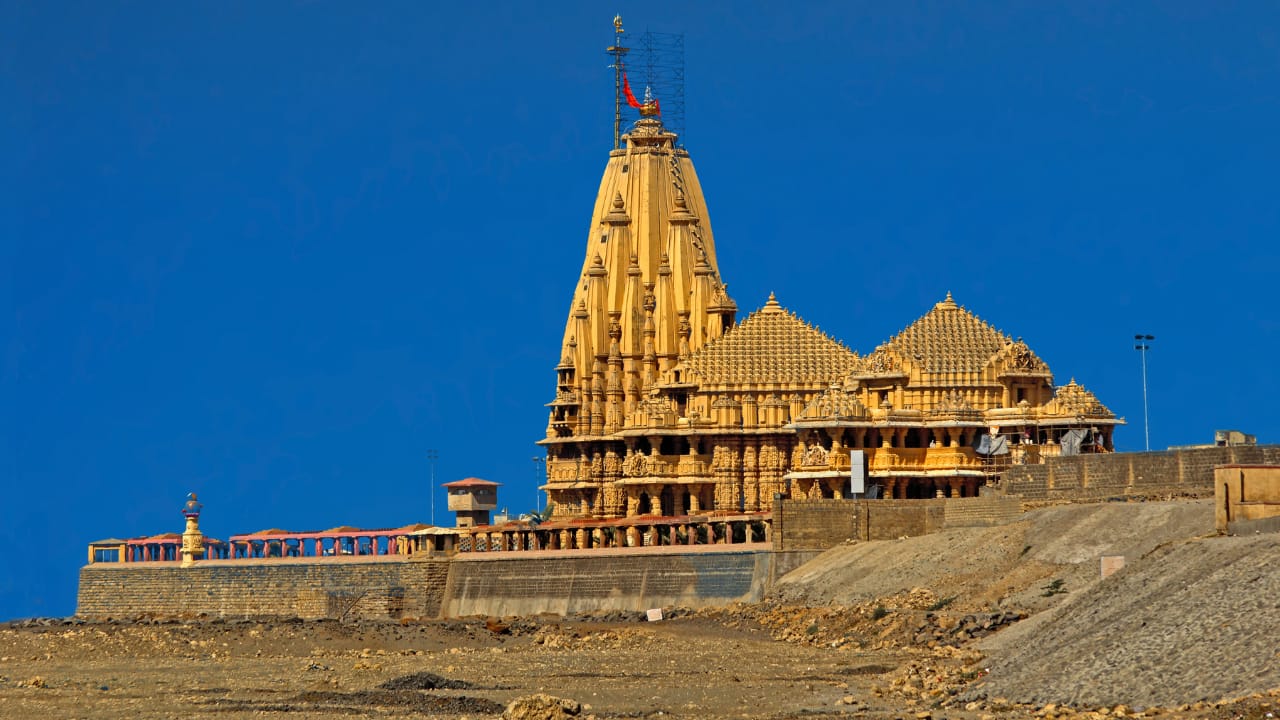 2. Rebuilt Era | The present Somnath Temple was built around 1950, a testament to India's dedication to preserving its heritage. It took roughly five years, from 1947 to 1951, to complete this architectural marvel. The effort showcased the nation's determination. (Image: Canva)