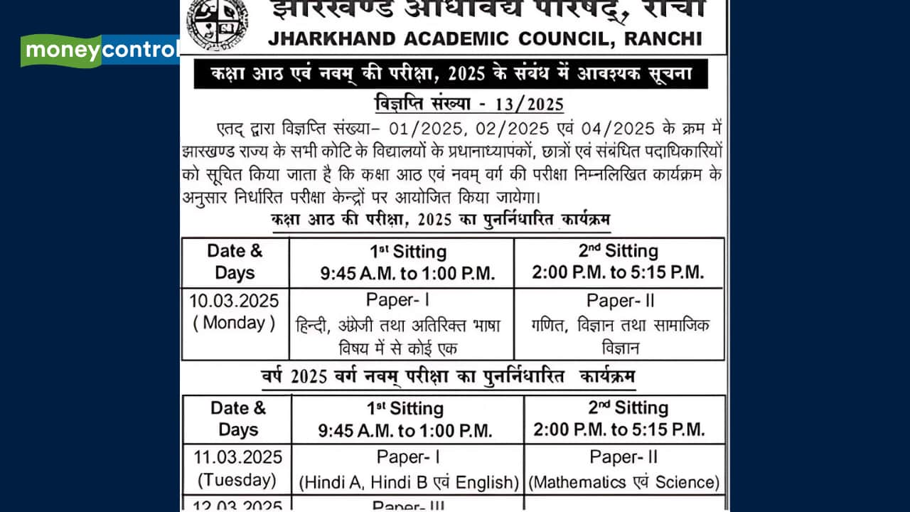 JAC Class 8, 9 revised date sheet 2025 released, admit card on March 5