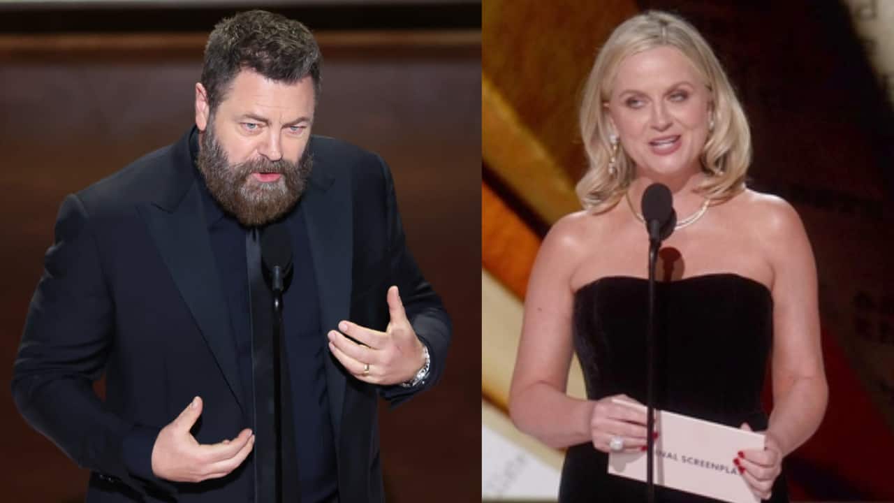 Oscars 2025: Parks and Recreation actor Nick Offerman mispronounces Amy Poehler’s name in hilarious reunion