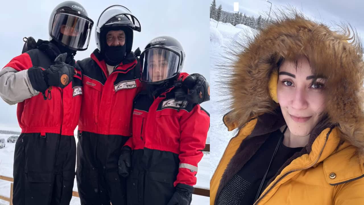 Sanjay Dutt and Manyata enjoy snowboarding with kids in Finland, See pics