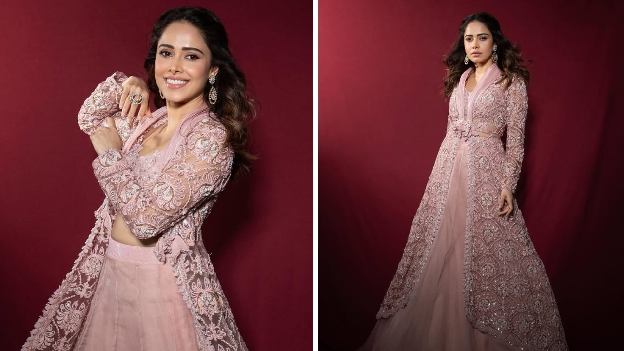 Nushrratt Bharuccha slays as a bridesmaid in a dreamy pink-peach lehenga