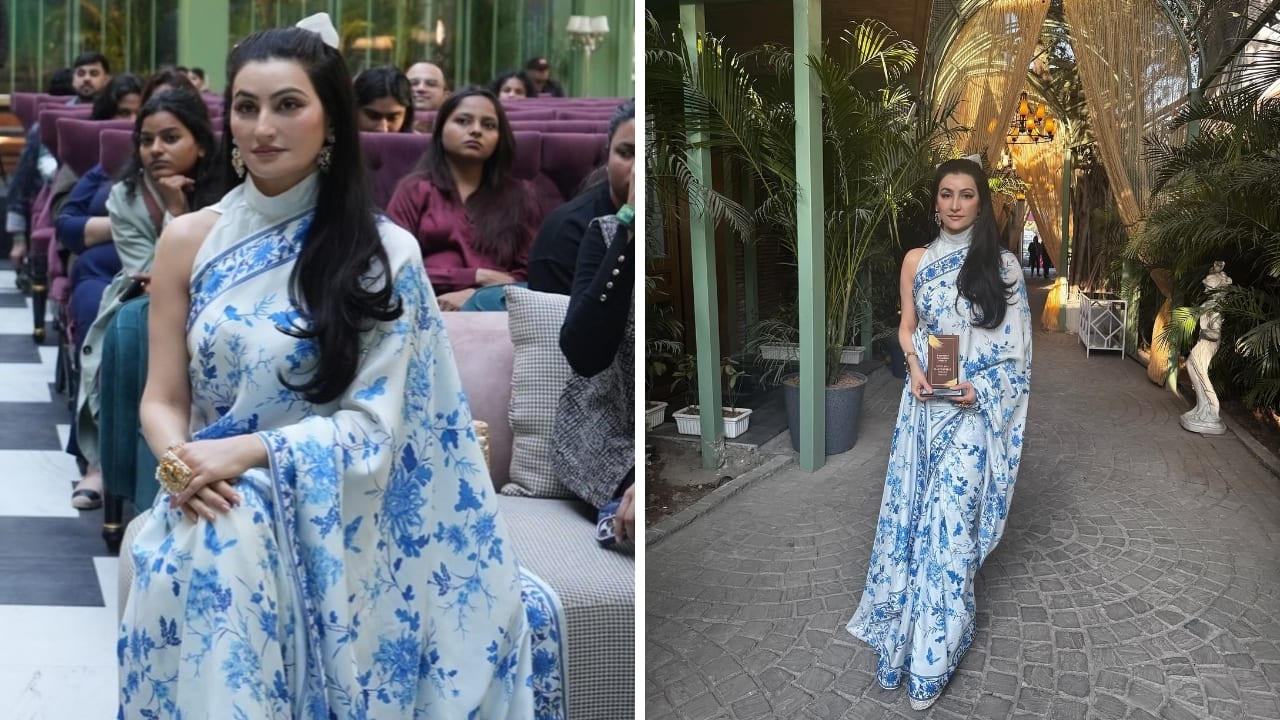 Shalini Passi in floral dress and award (Images: @shalini.passi/Insgtagram)