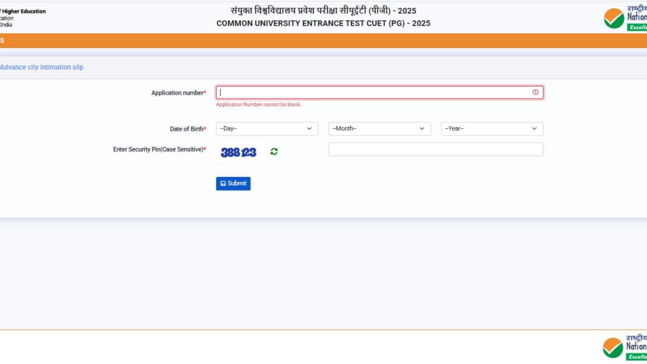 CUET PG City Information Slip 2025 Out, Direct Link to Download Here