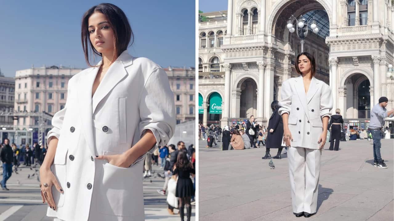 Wamiqa Gabbi looked chic in a contemporary oversized blazer, highlighted by black buttons and pockets, paired with matching trousers (Images: @wamiqagabbi/Instagram)