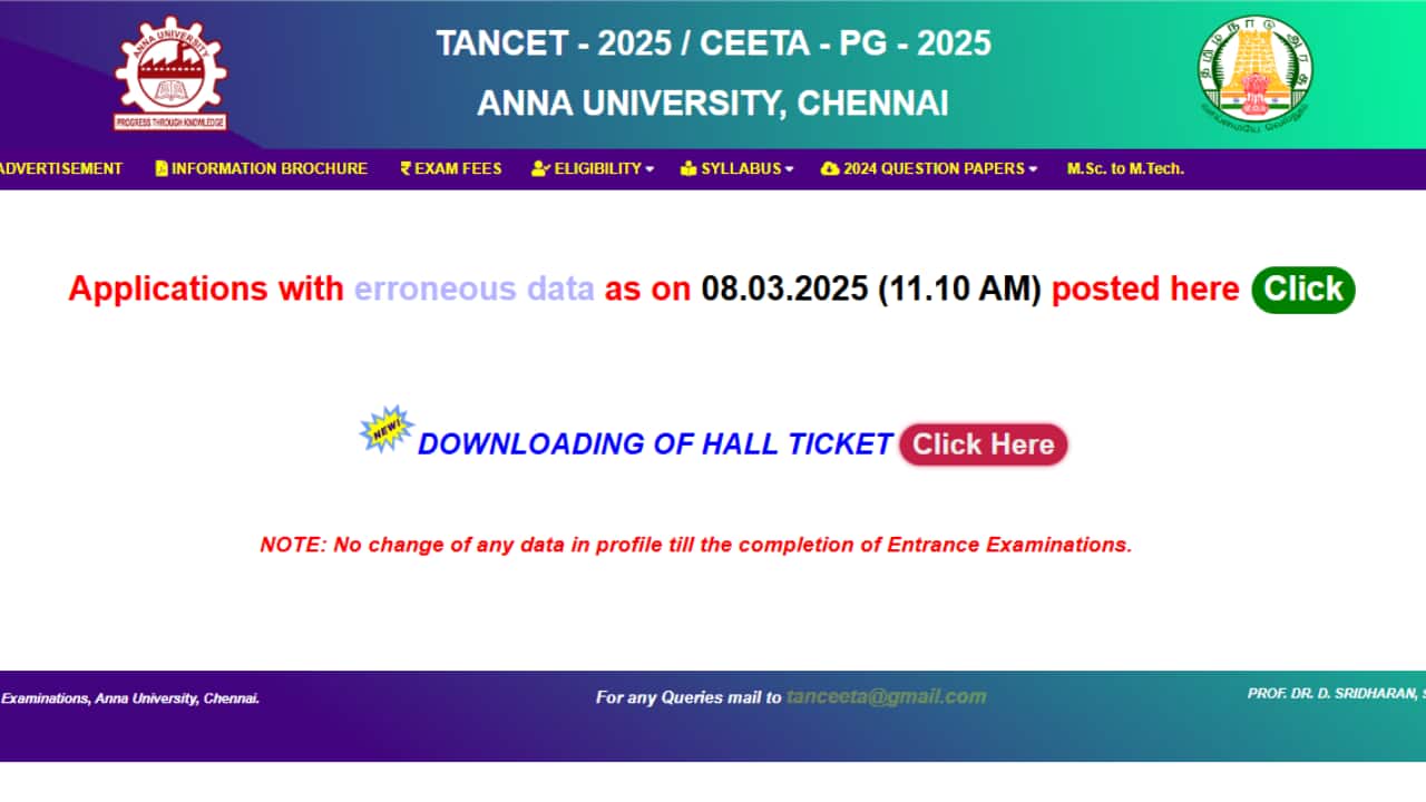 TANCET Hall Ticket 2025 Released at tancet.annauniv.edu; Link to Download Here
