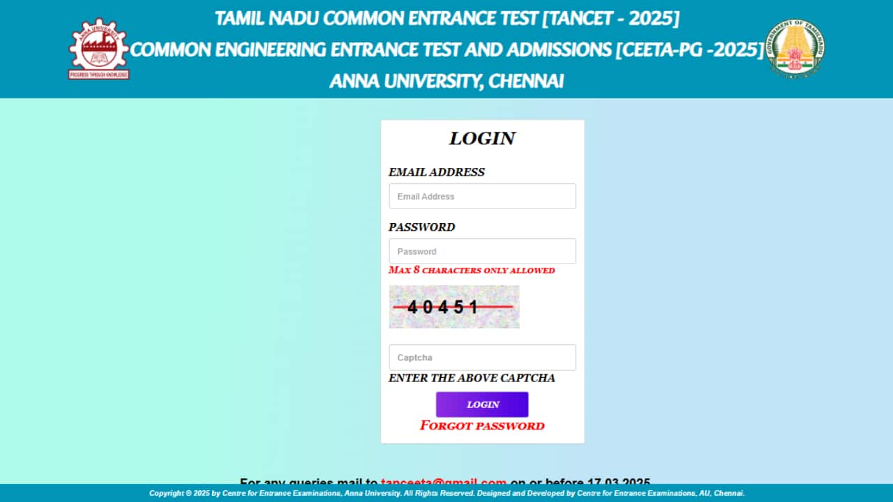 TANCET Hall Ticket 2025 Out; Direct Link to Download Here