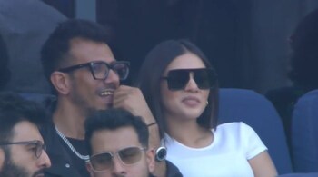 ICC Champions Trophy final: Yuzvendra Chahal with RJ Mahvash in Dubai. (Photo: JioHotstar)