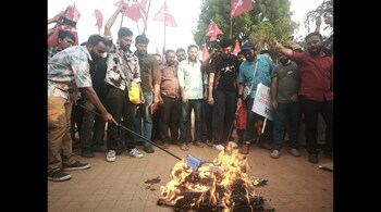IT employee union KITU staged a protest in Bengaluru’s Freedom Park on March 9, 2025.