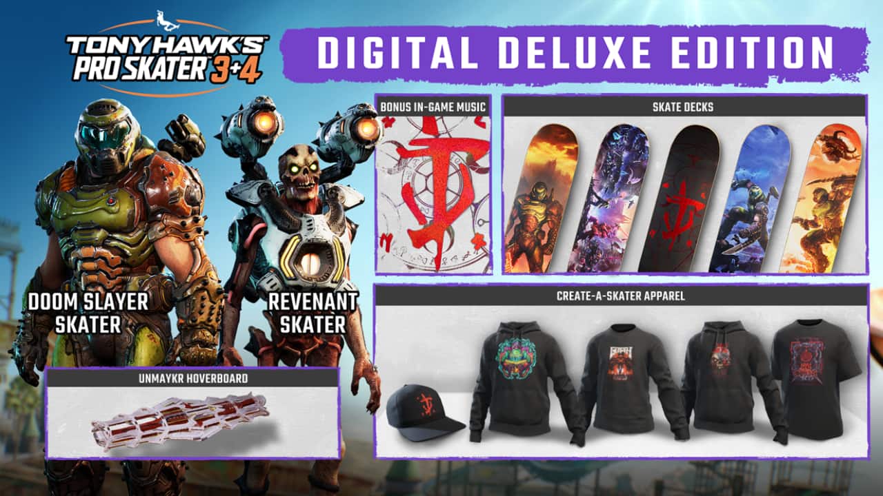Tony Hawk’s Pro Skater 3+4: All game editions plus how to play as the Doom Slayer Skater
