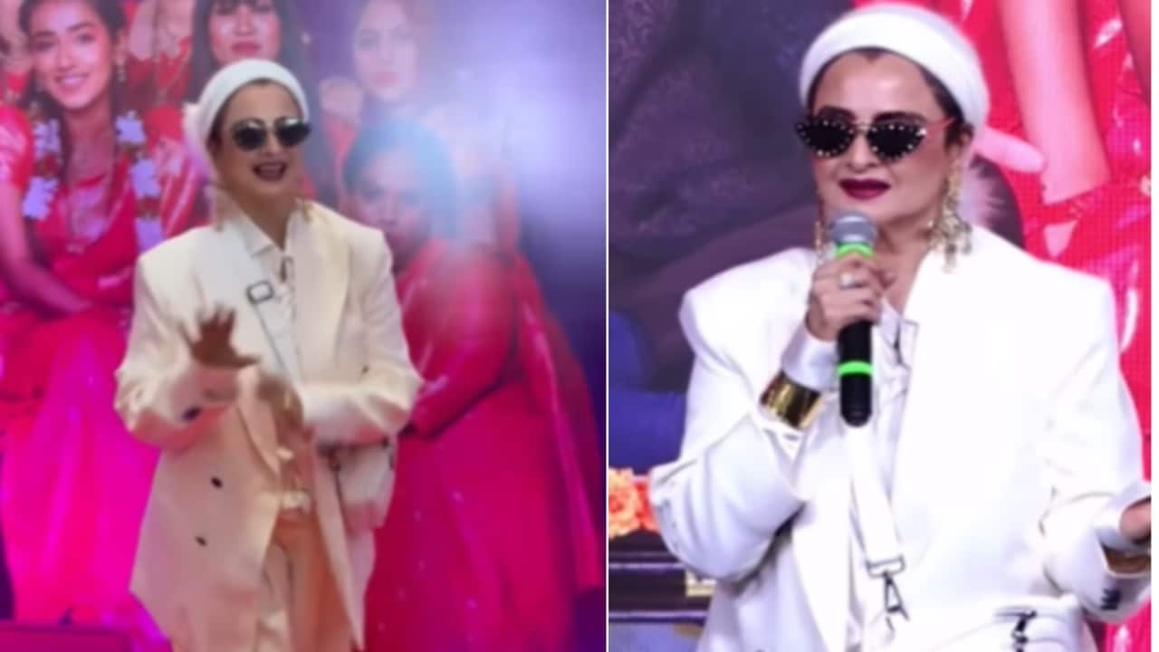 Rekha ditches saree at 70 for a rockstar oversized blazer and gold sneaker look