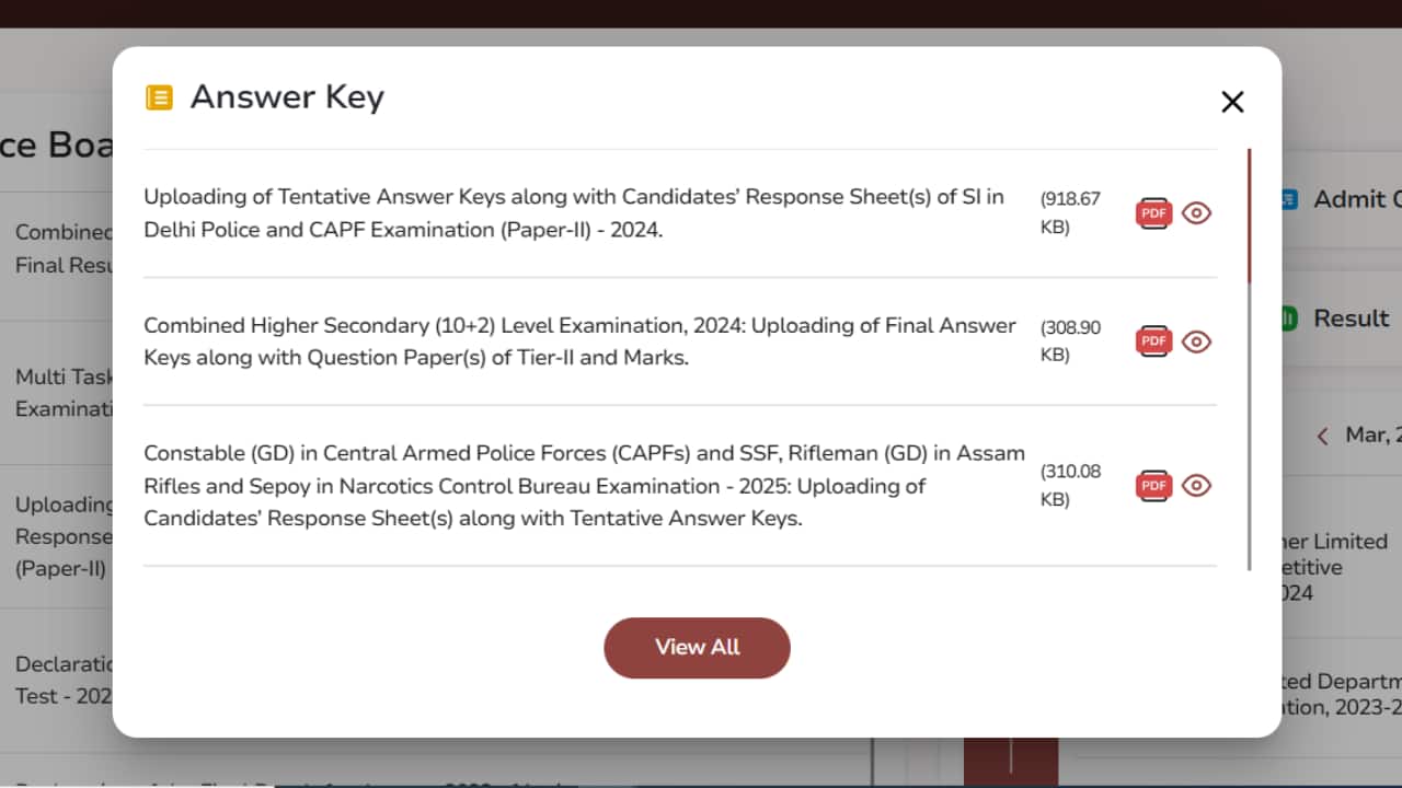 SSC Answer Key Out for SI Delhi Police, CAPFs Exam; Direct link here