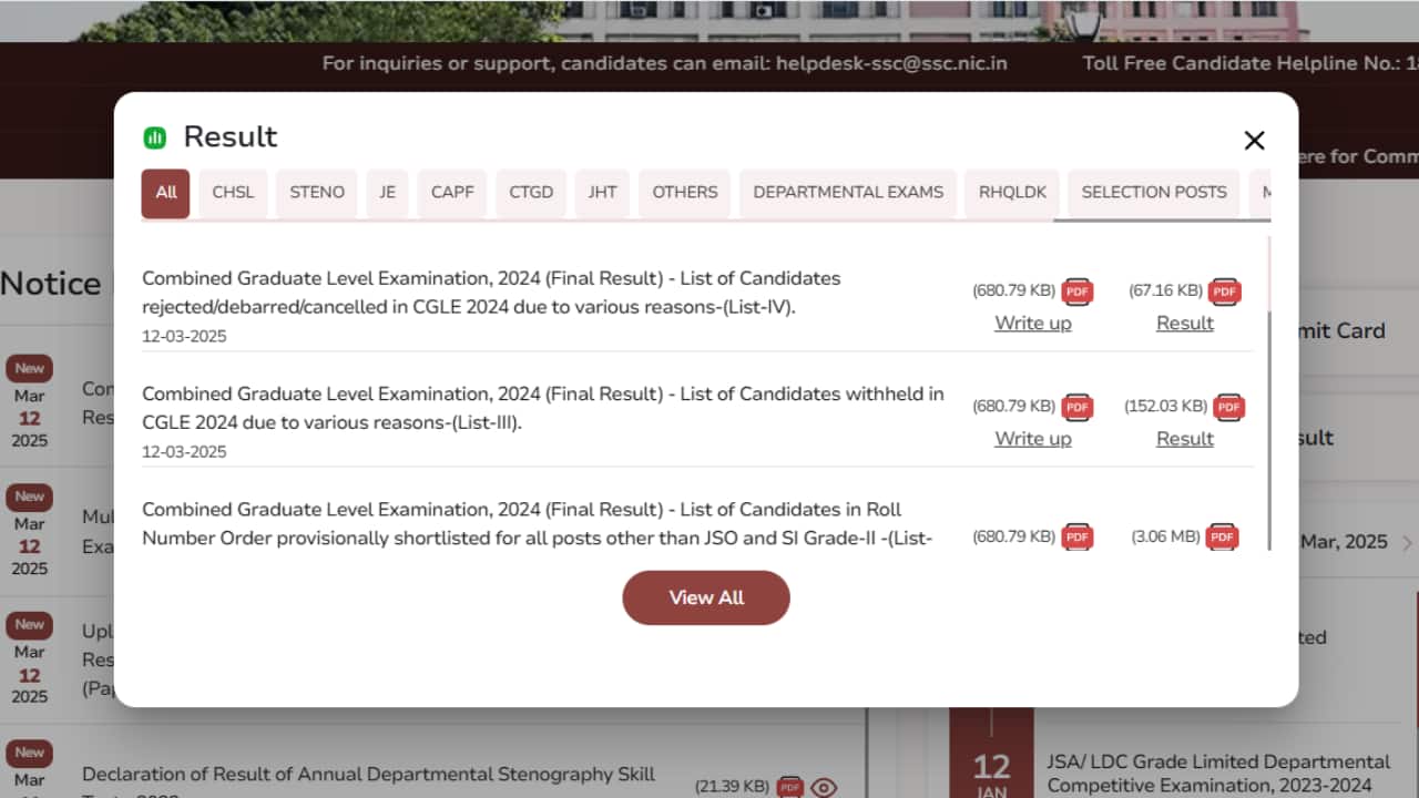 SSC CGL final result 2024 Out at ssc.gov.in; direct link here