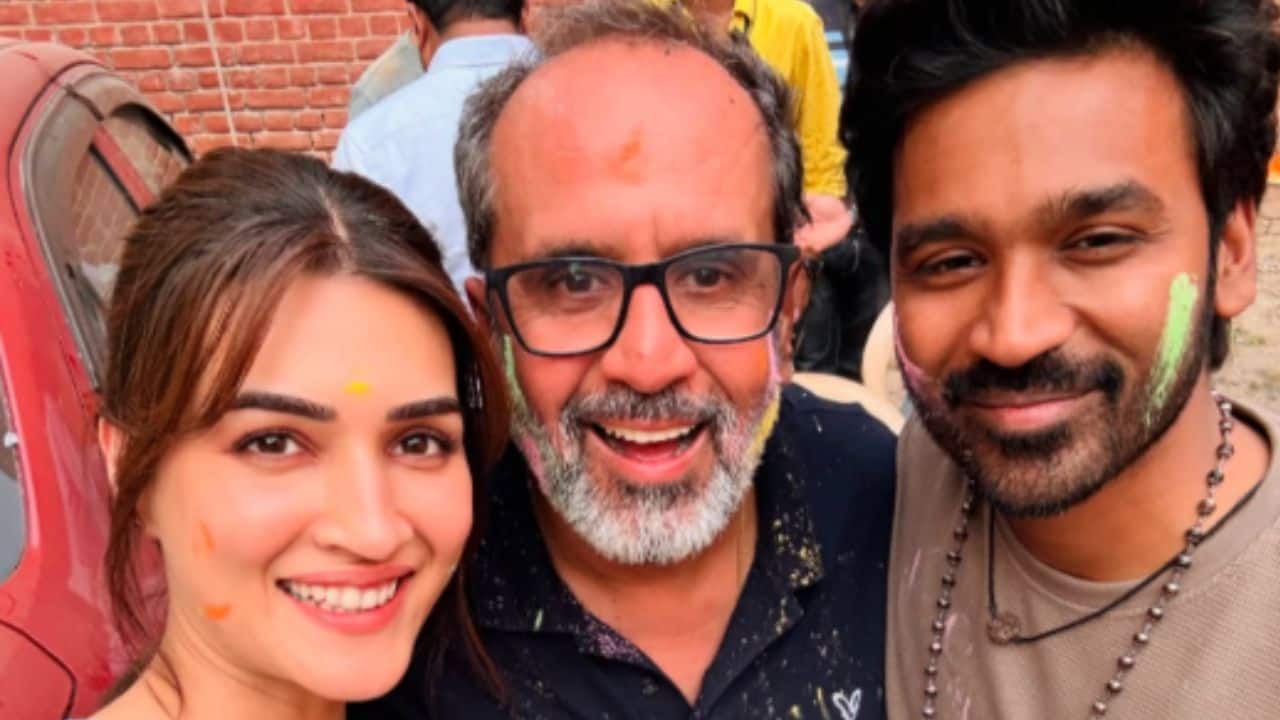 Kriti Sanon, Dhanush, and Aanand L. Rai celebrate Holi on the sets of Tere Ishk Mein