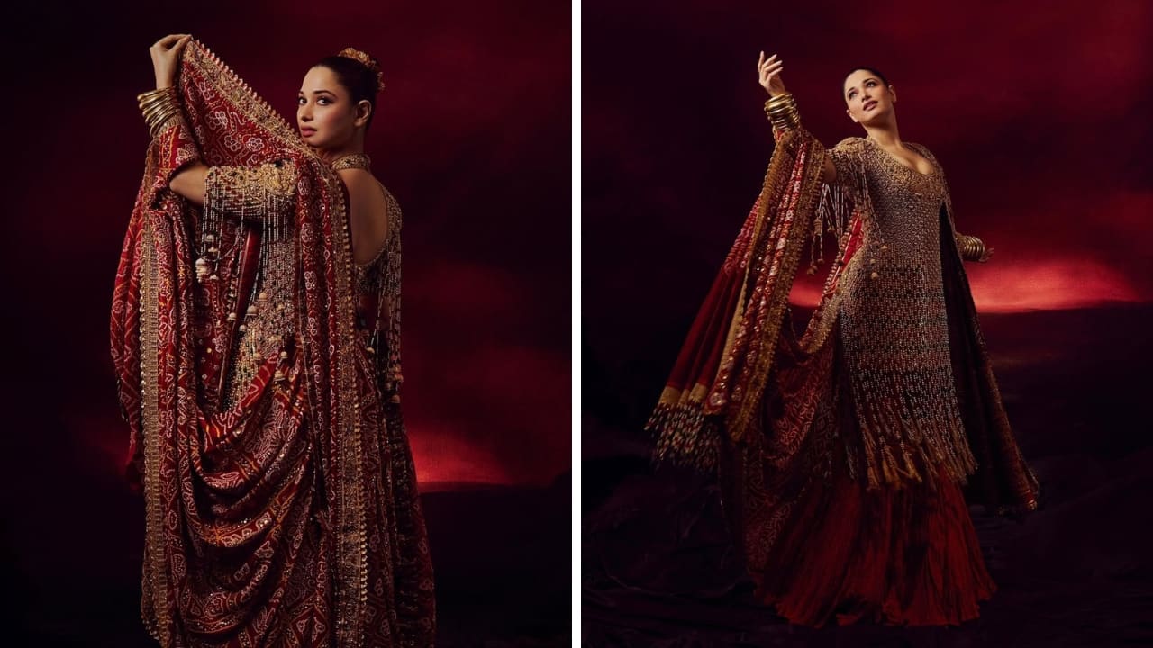 Tamannaah Bhatia in red saree (Images: @abujanisandeepkhosla/Instagram)
