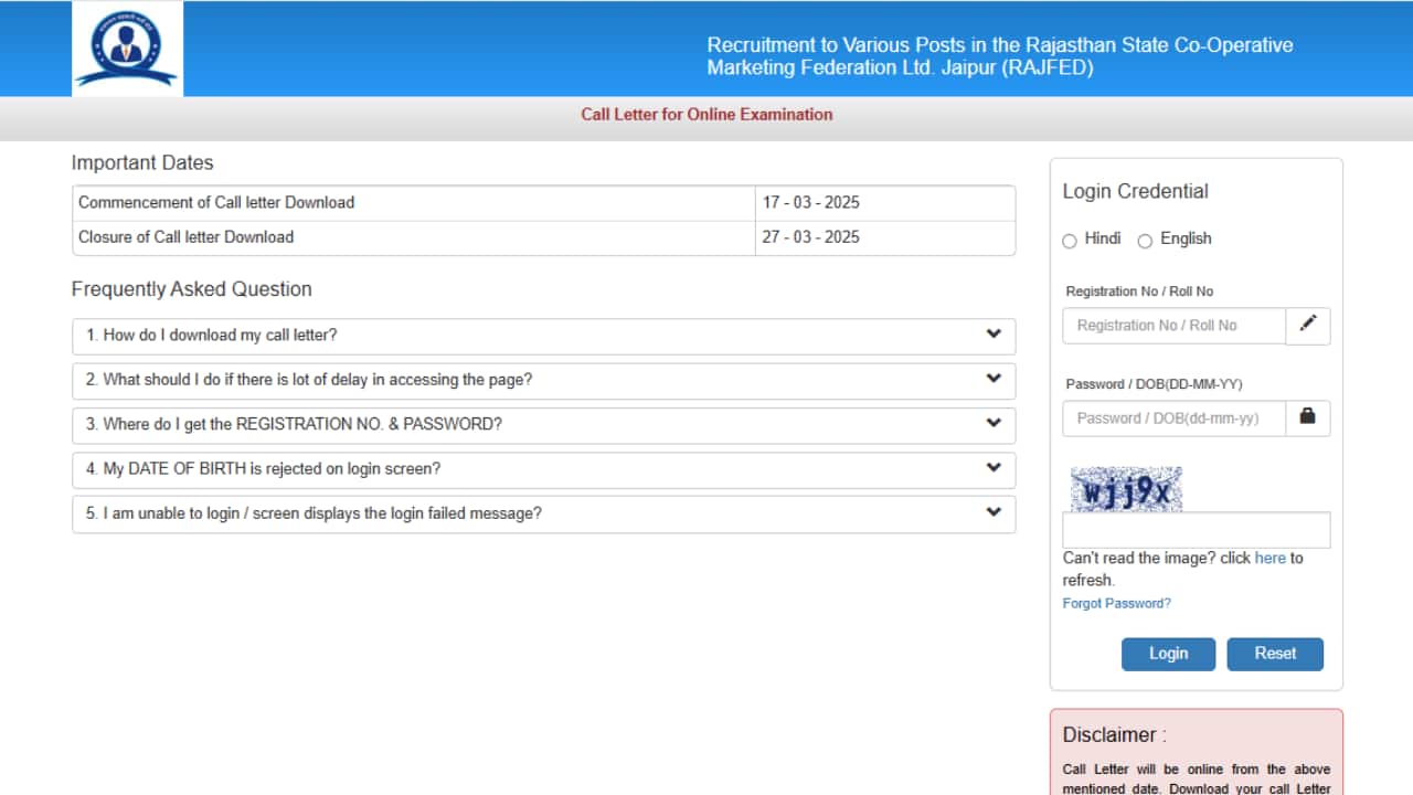 RCRB Admit Card 2025 Released at rajcrb.rajasthan.gov.in; Direct Link Here