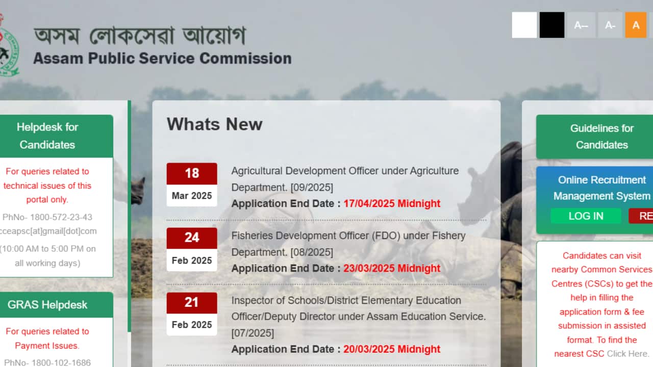 APSC Recruitment 2025: Registration Begins for ADO Posts; Apply by April 17
