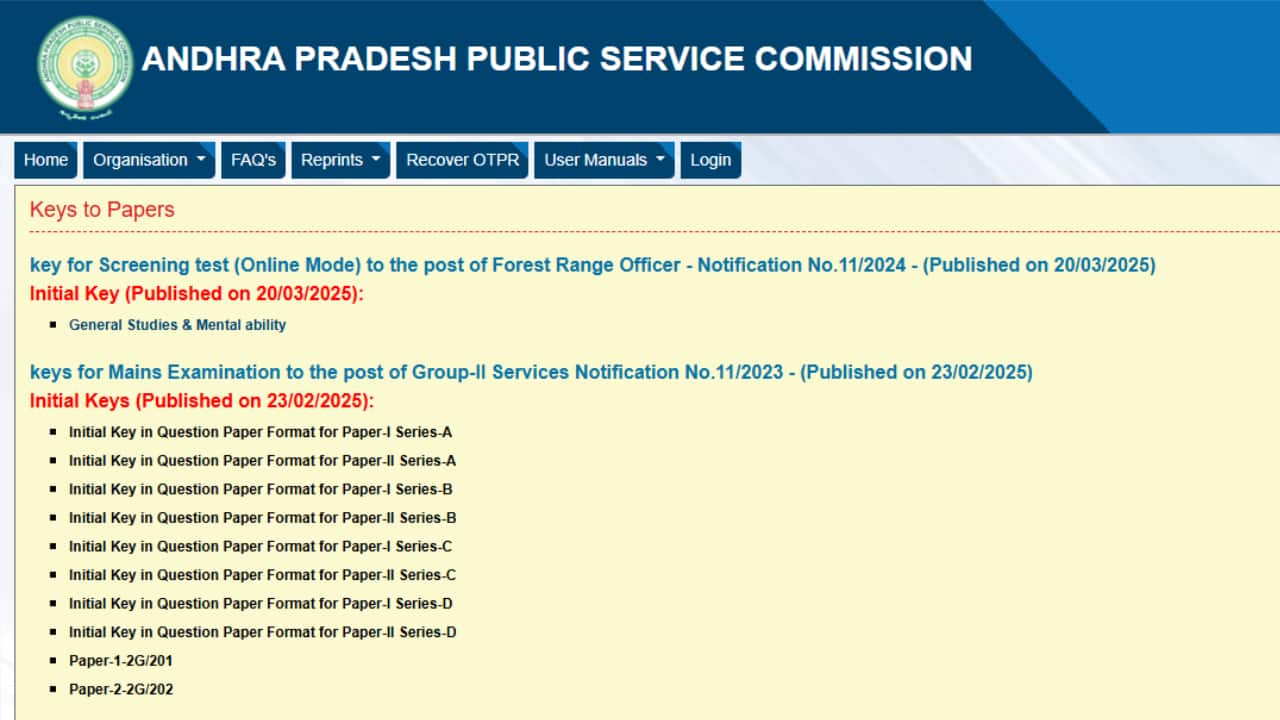 APPSC FRO Answer Key 2025 Released at psc.ap.gov.in; Direct Link Here