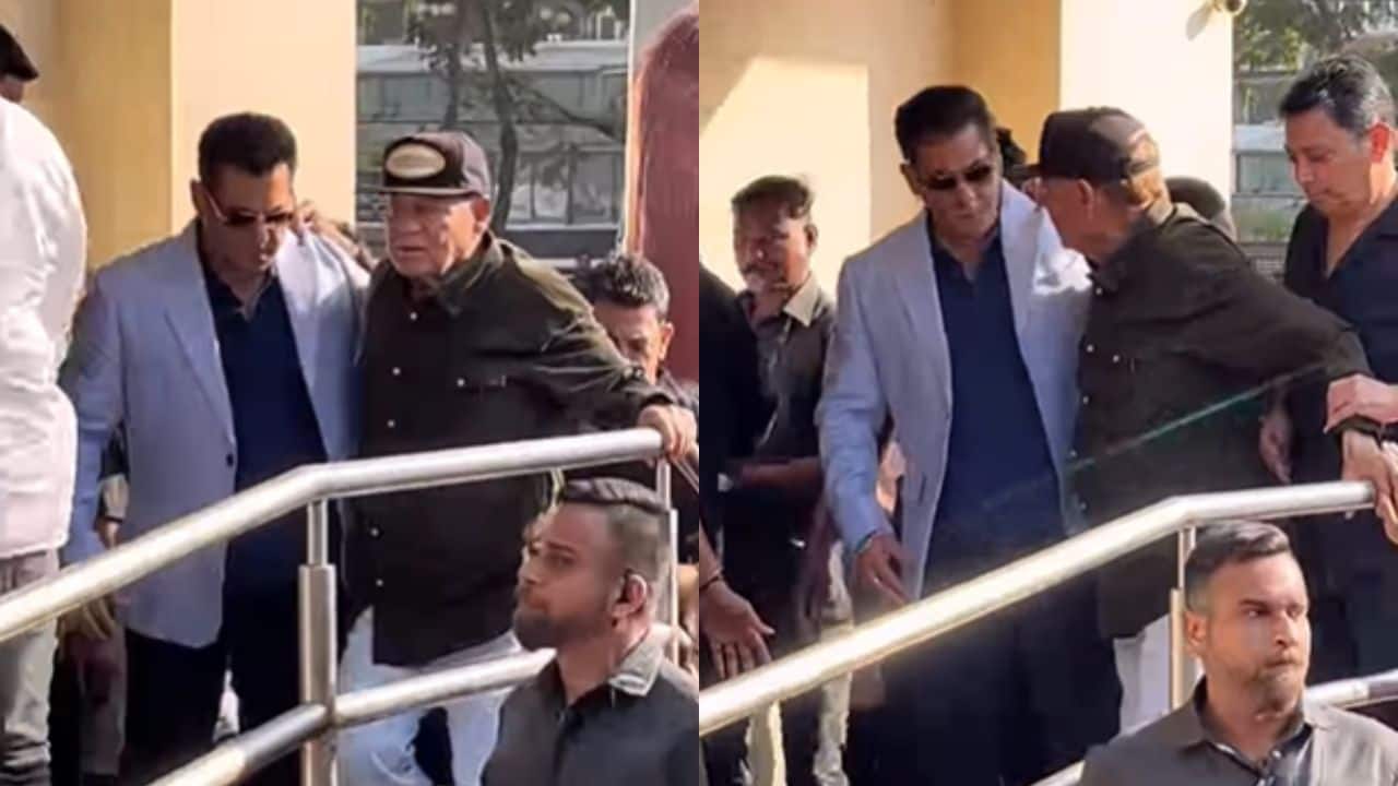Salman Khan helps father Salim Khan as they arrive at Sikandar's trailer launch, watch video